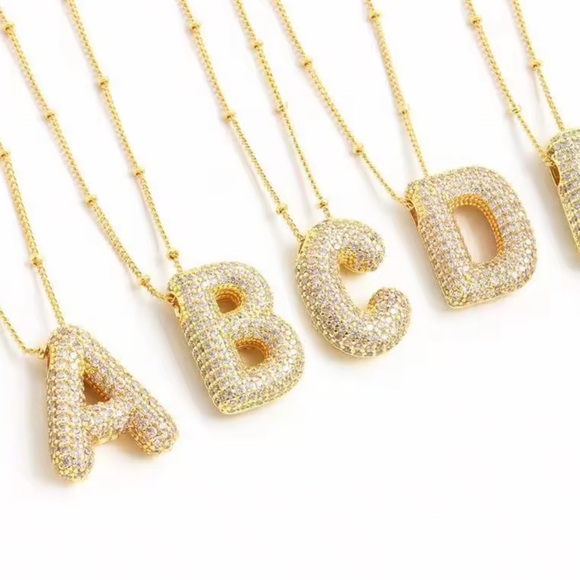 N Gold Initial Crystal Necklace - Picture 6 of 8